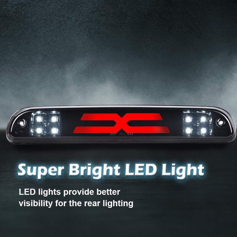 GPLUS LED Third Type X High Mount Brake Stop Light Compatible with 1993-2011 Ranger, Fit 1999-2016 F250 F350 F450 F550 Super Duty,Fit 1995-2003 Mazda B2300 B2500 B3000 B4000 Smoky Lens Black Housing - Image 3